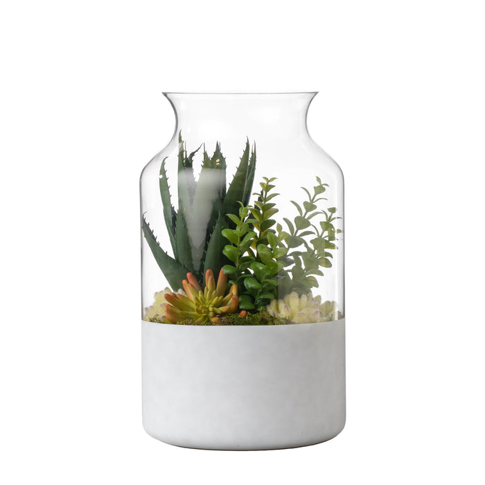 17.25" Poet Glass Vase with Succulent Arrangement   AR1663