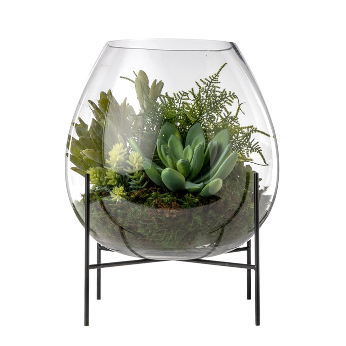 19.5" Carl Glass Vase with Succulent Arrangement   AR1669