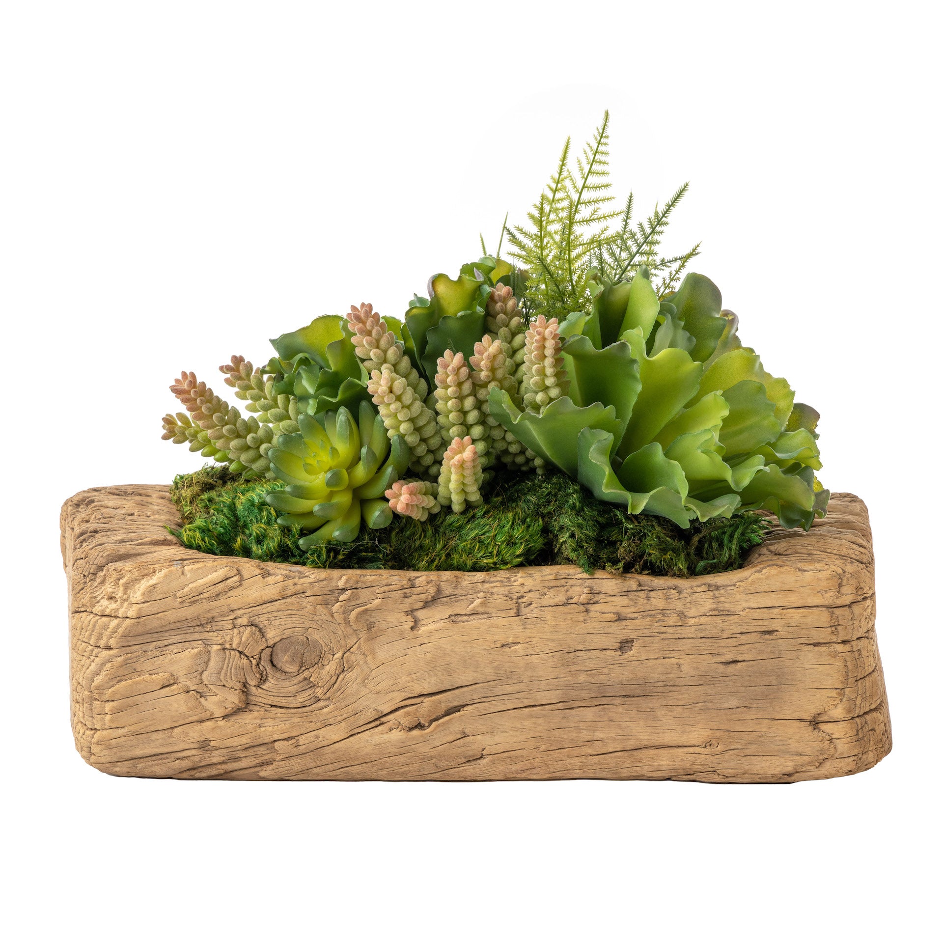 Vintage Reclaimed Wood Planter with Succulent Arrangement   AR1670